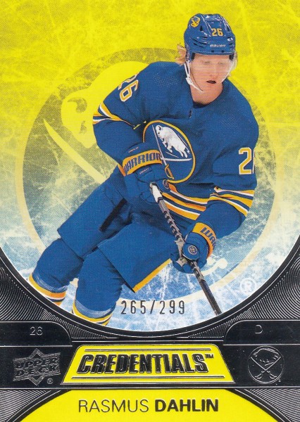 paralel karta RASMUS DAHLIN 21-22 Credentials Yellow /299